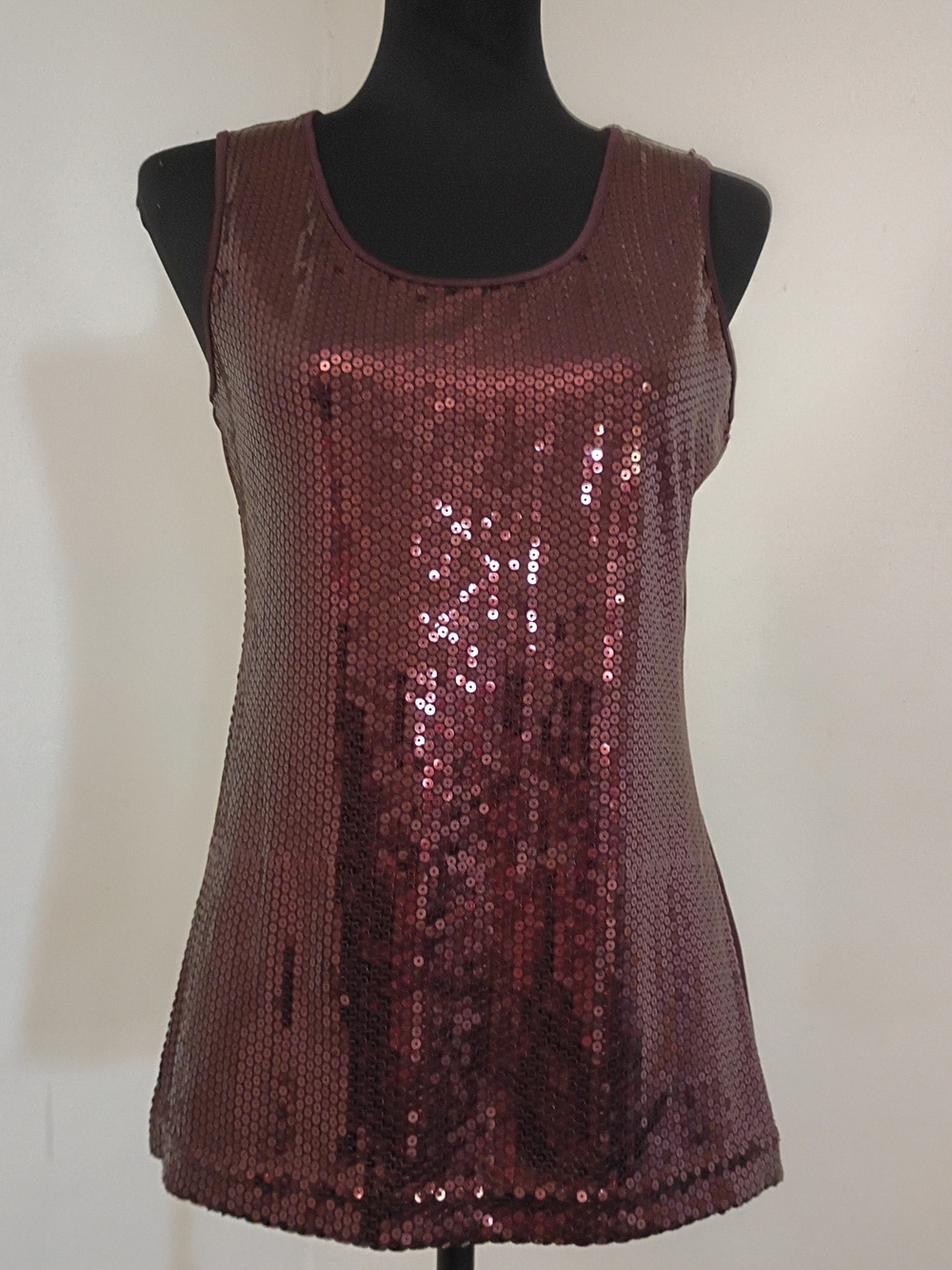 Elementz Women's Sequin Tank Top in Brown Size Medium